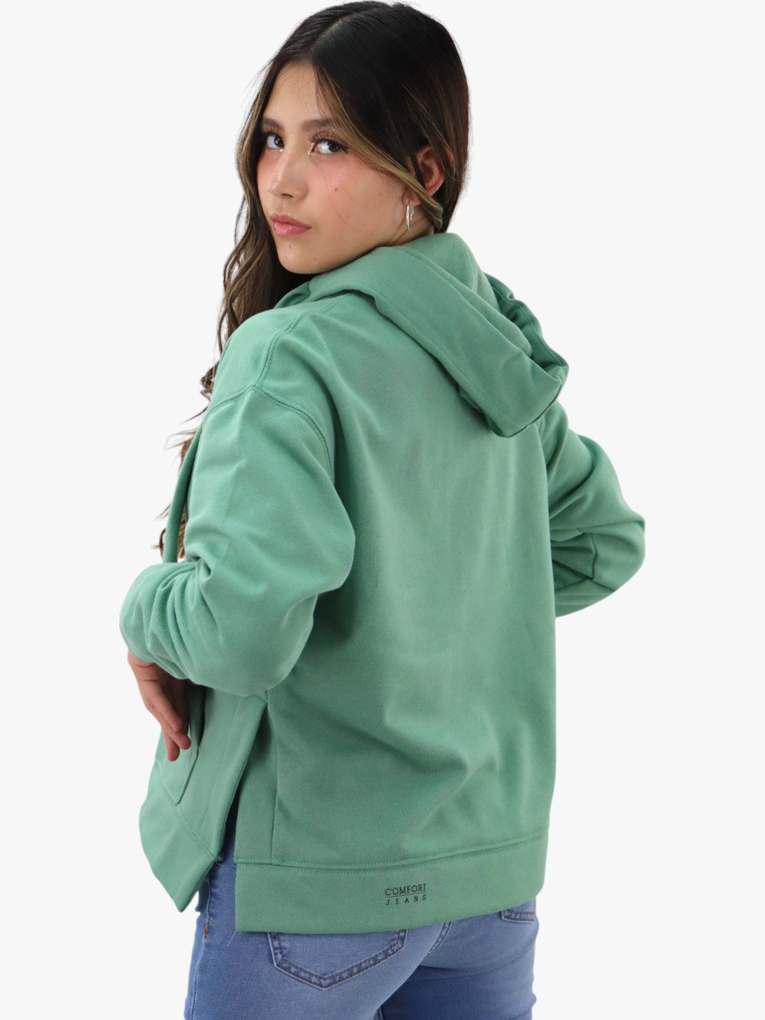 Sudadera con capucha de color verde