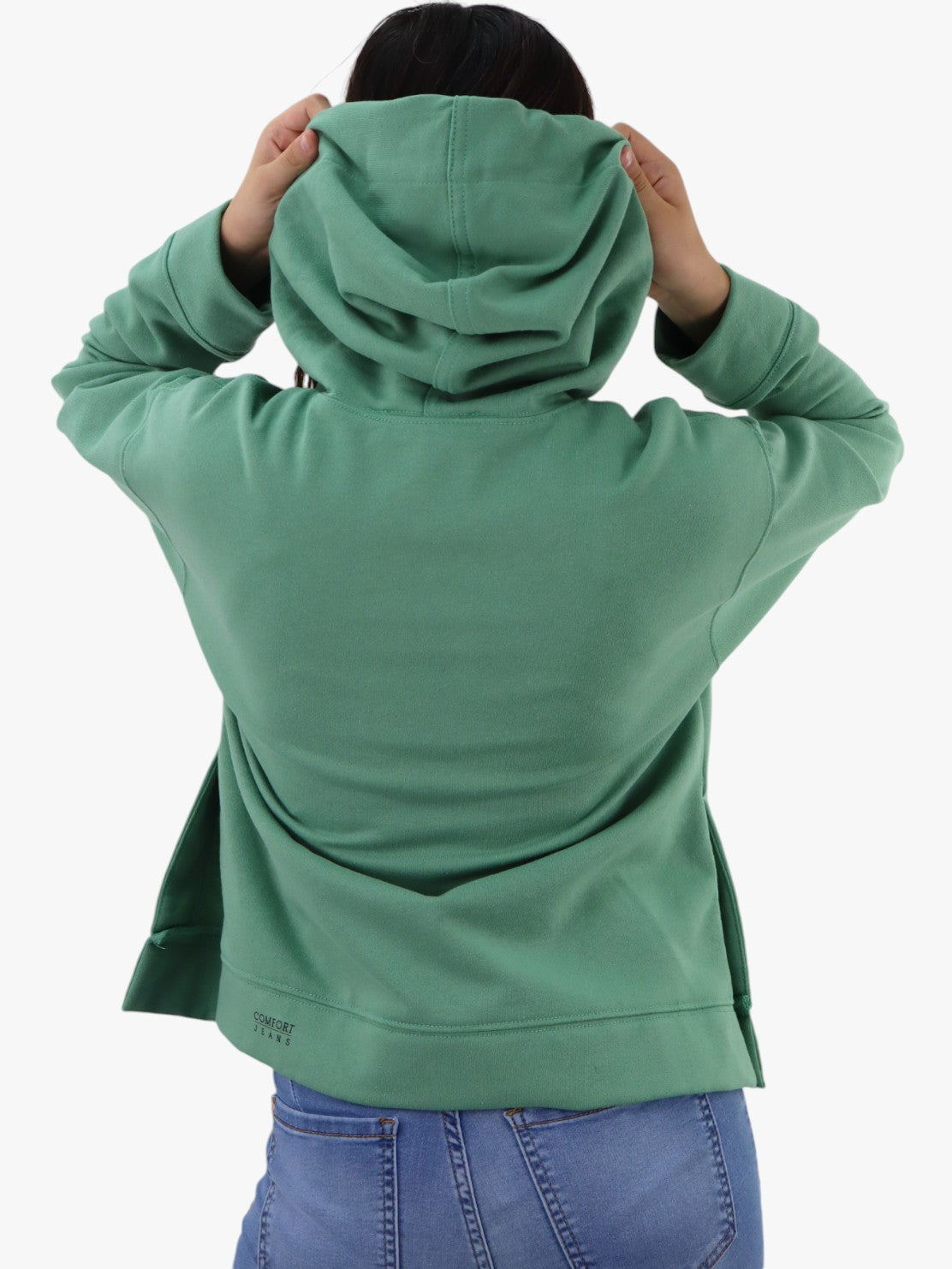 Sudadera con capucha de color verde