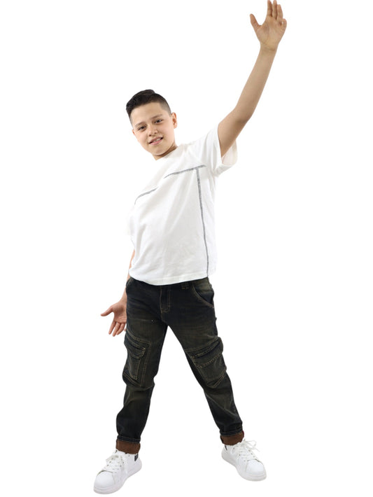 Jeans loose fit con tinta