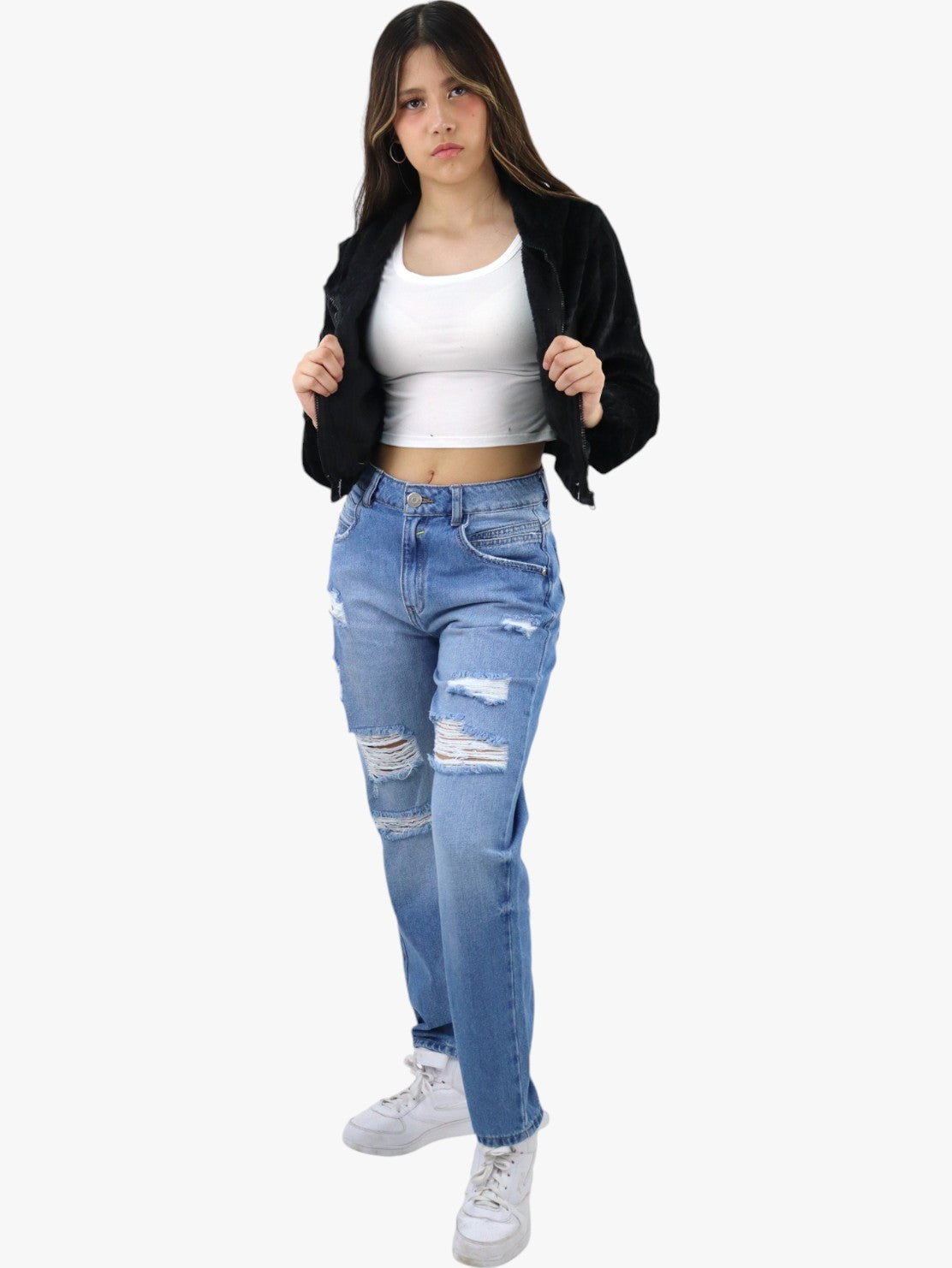 Chamarra de tela polar color negro