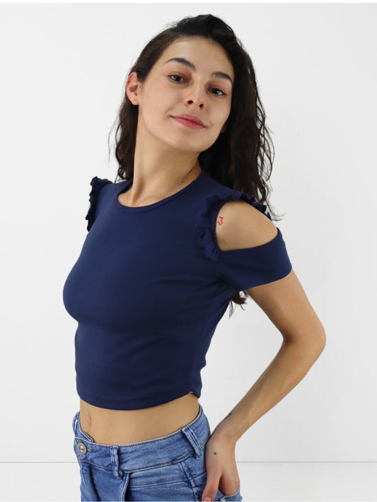 Playera hombro caído azul marino
