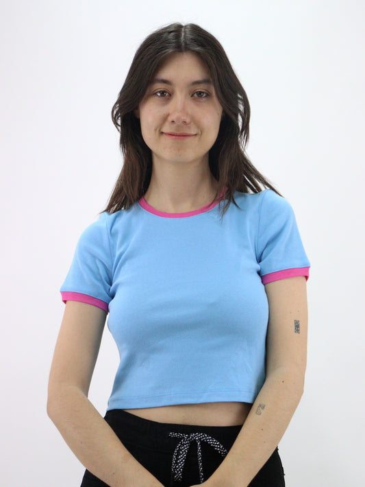 Playera manga corta de color combinado