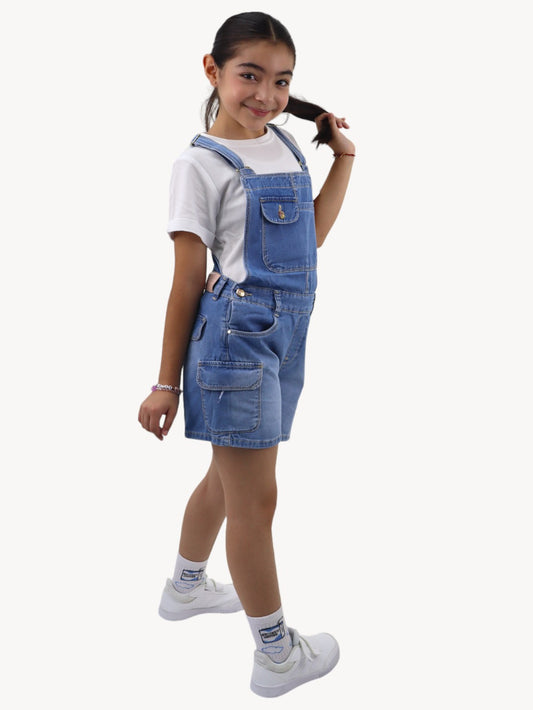 Short peto cargo de color azul medio