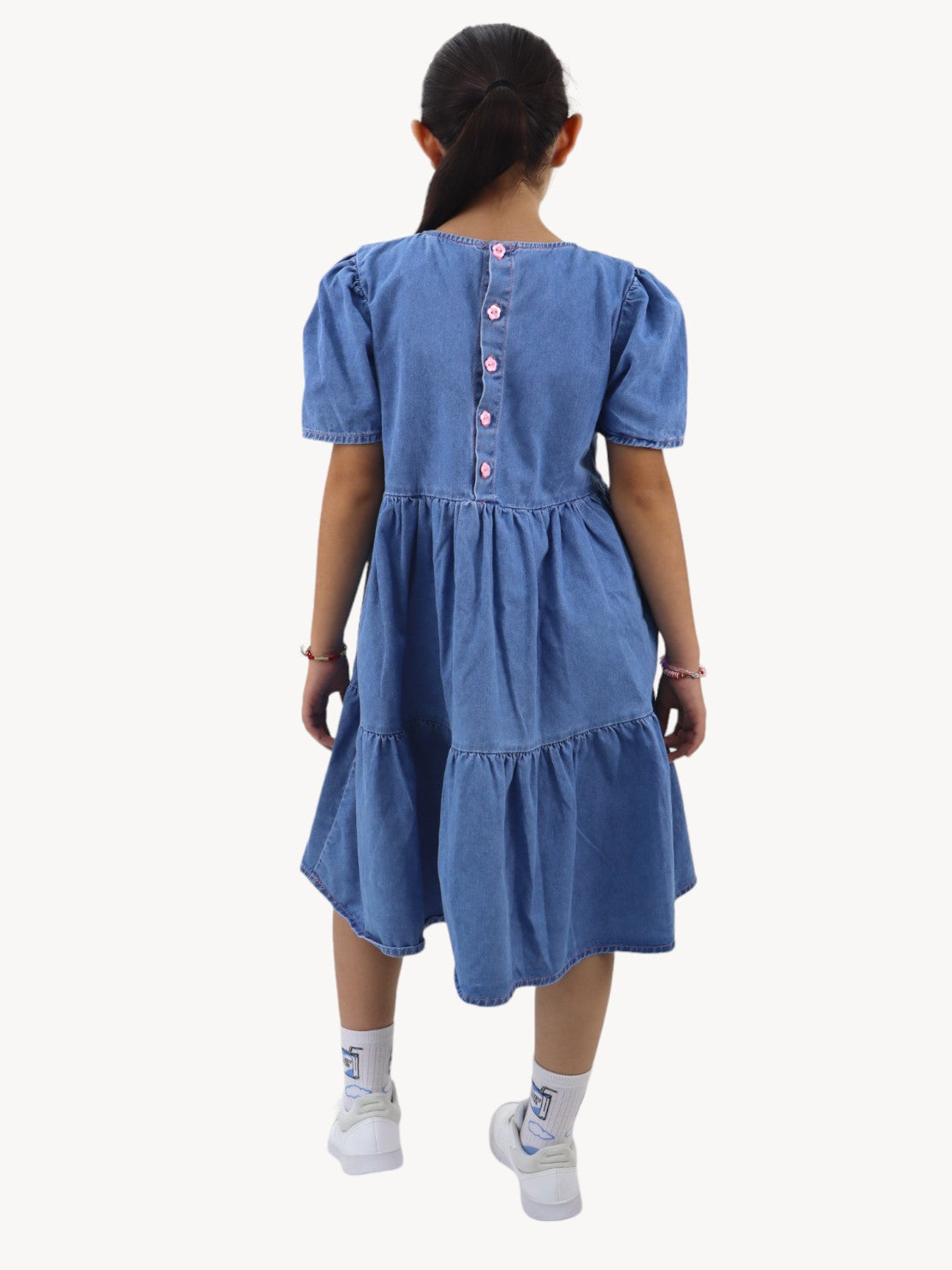 Vestido denim de color azul medio