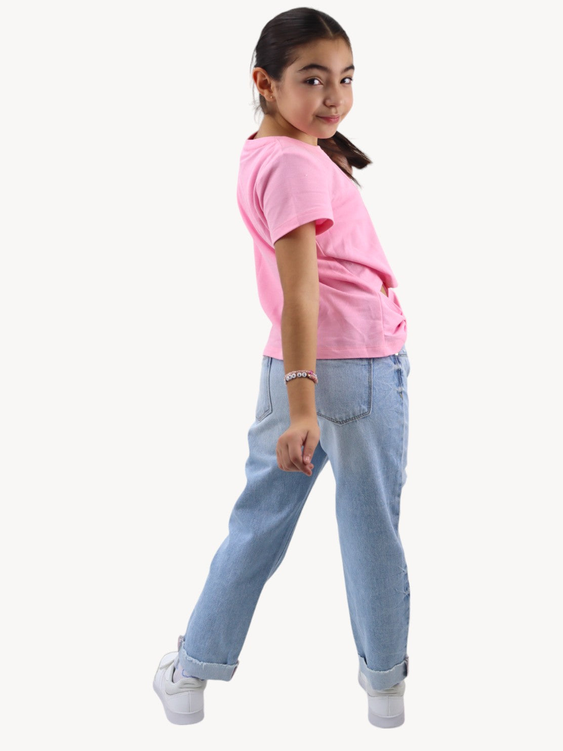 Jeans mom clasic azul claro con destrucción