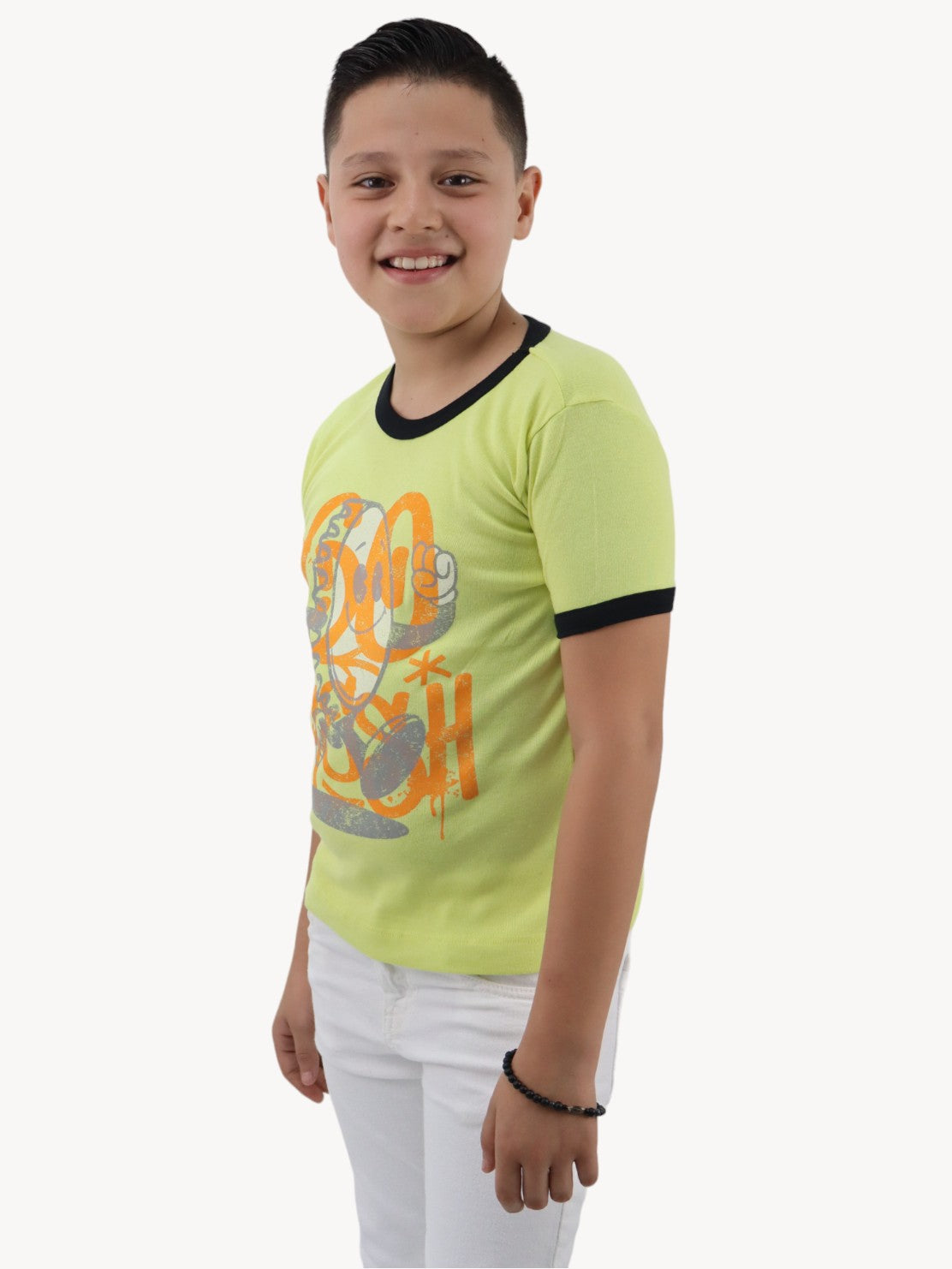 Playera smiley manga corta de color amarillo
