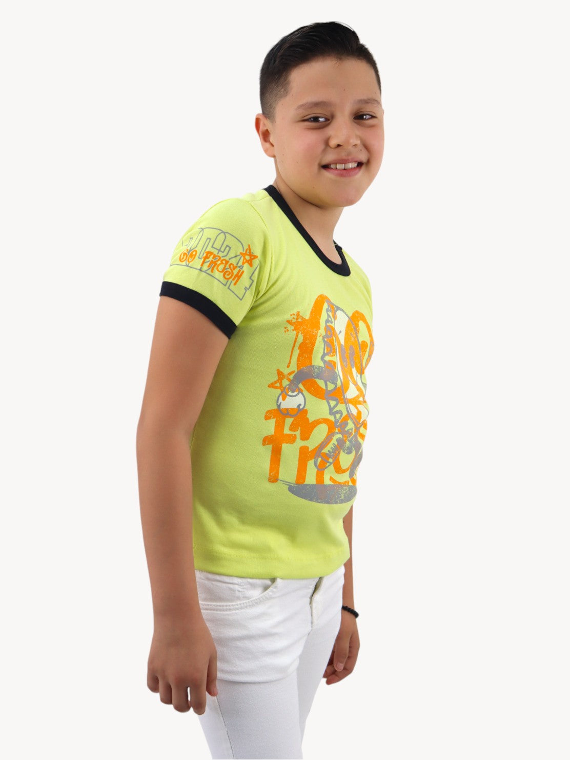 Playera smiley manga corta de color amarillo