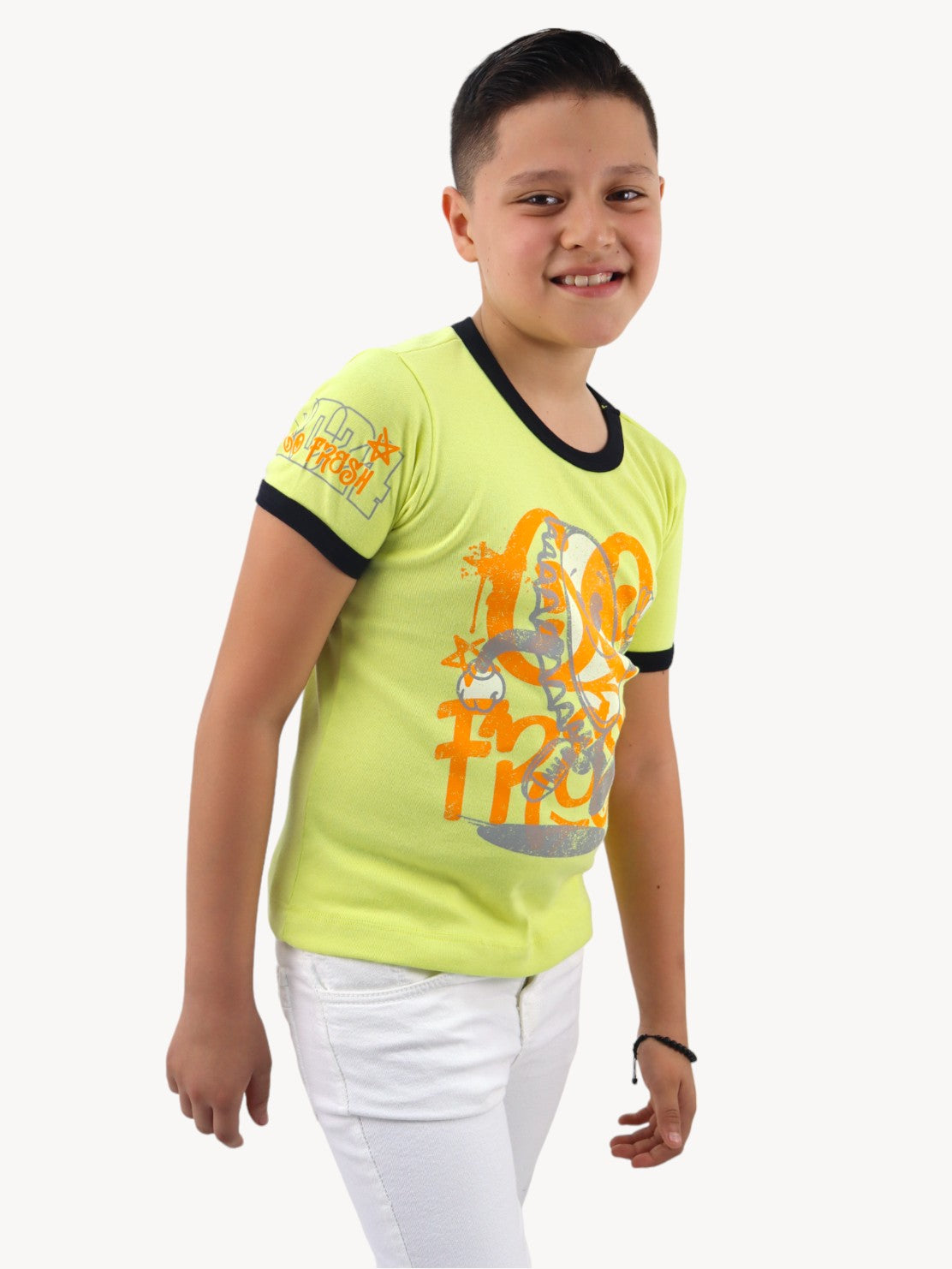 Playera smiley manga corta de color amarillo