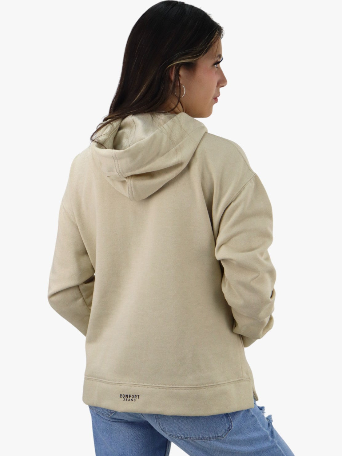Sudadera con capucha de color beige