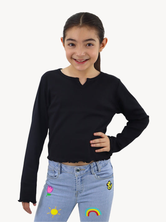 Playera manga larga de color negro
