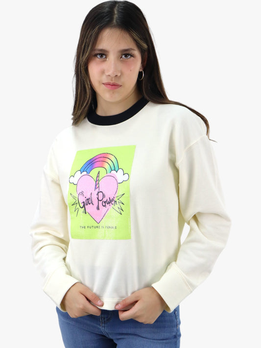 Sudadera con diseño de lentejuela arcoíris