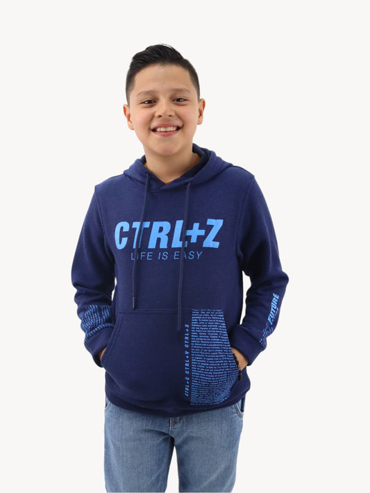 Sudadera con capucha de color azul