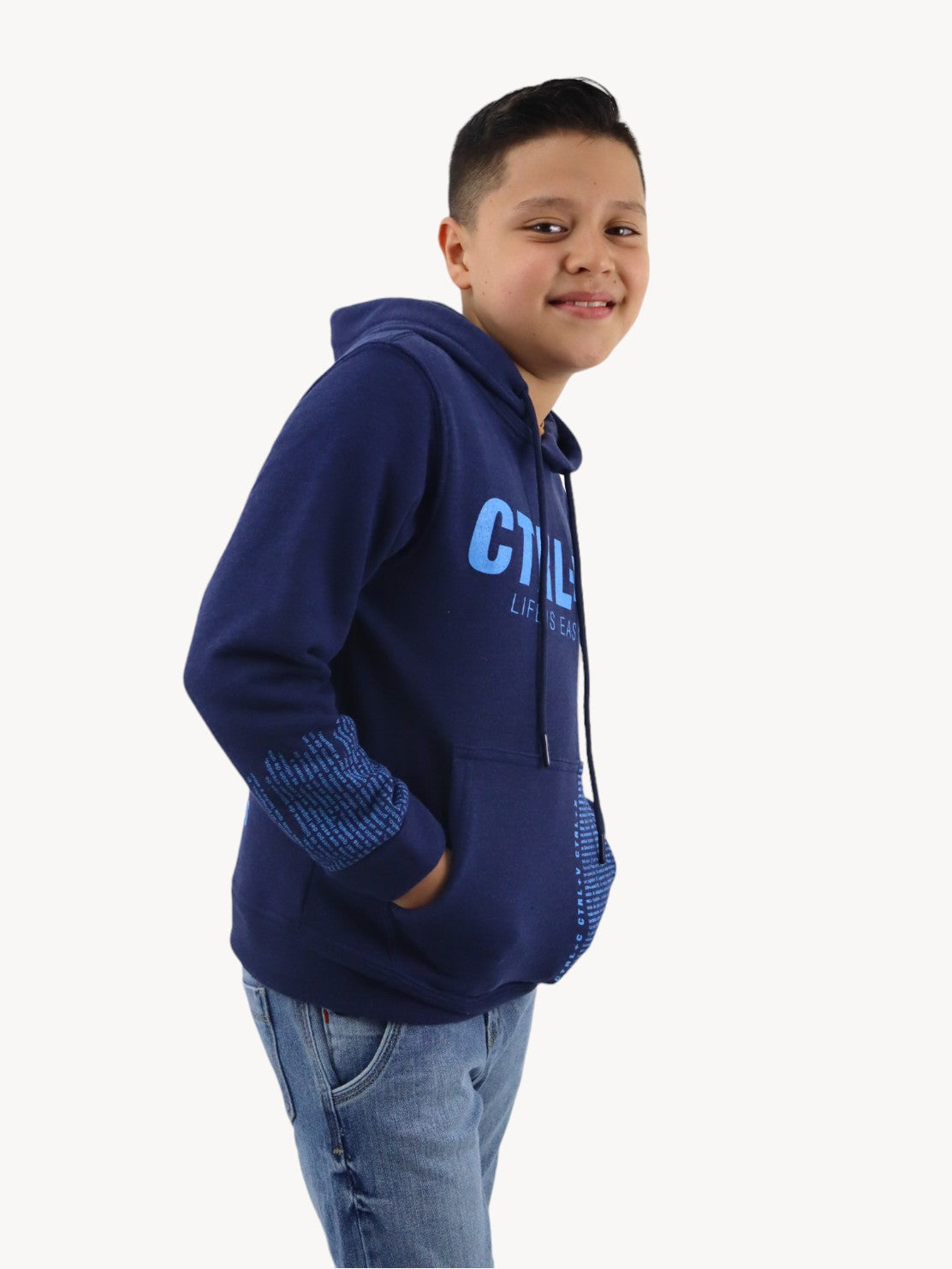 Sudadera con capucha de color azul