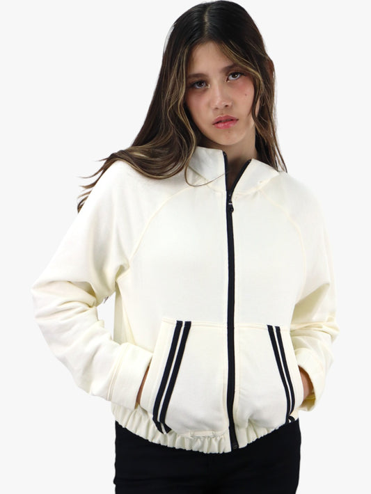 Sudadera con cremallera y franjas