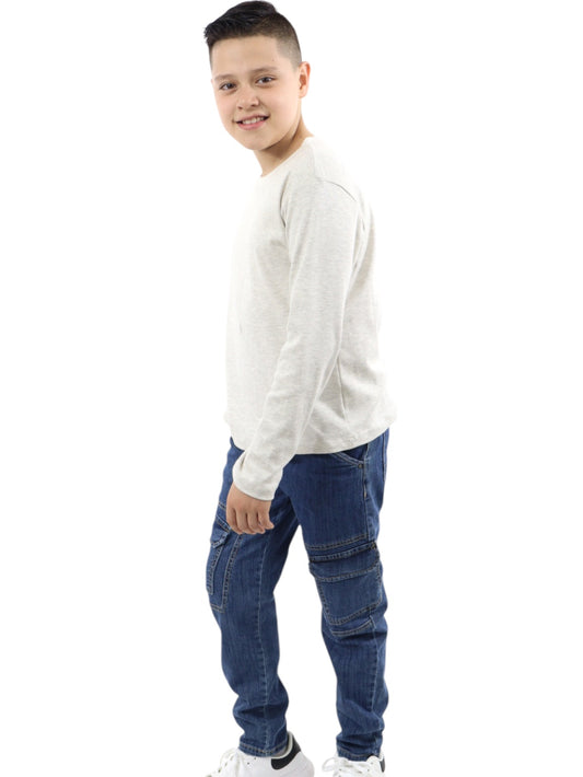 Jeans loose cargo azul medio