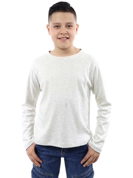 Playera manga larga de color beige jaspe