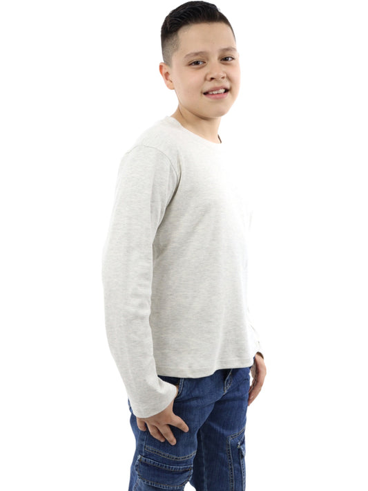 Playera manga larga de color beige jaspe