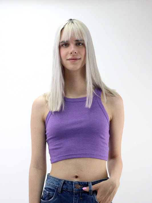 Playera tank básica de color morado