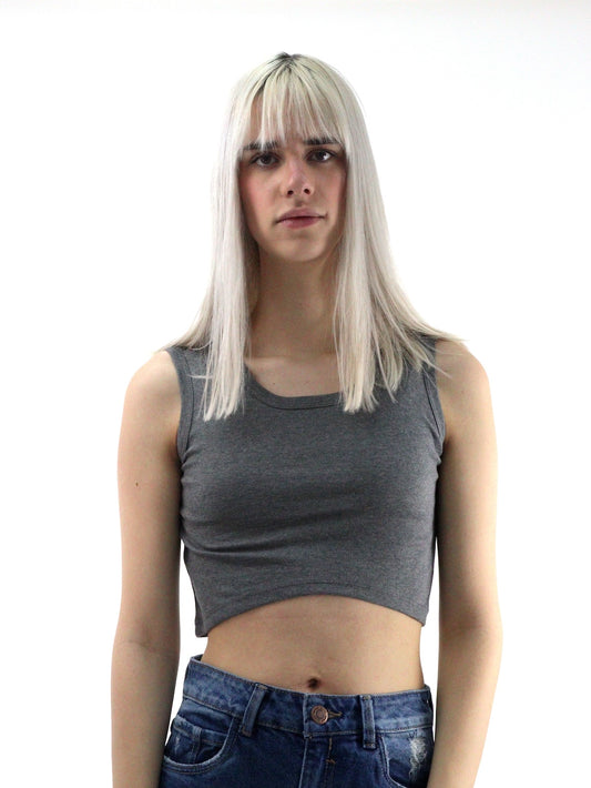 Playera tank básica de color gris oxford