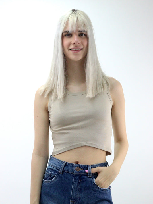 Playera tank básica de color arena