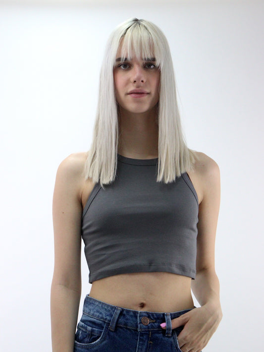 Playera tank básica de color gris oxford