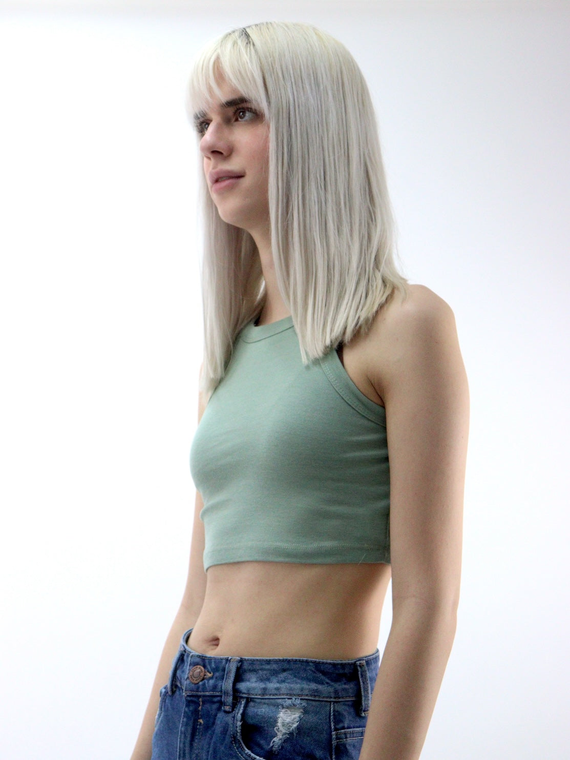 Playera tank básica de color verde
