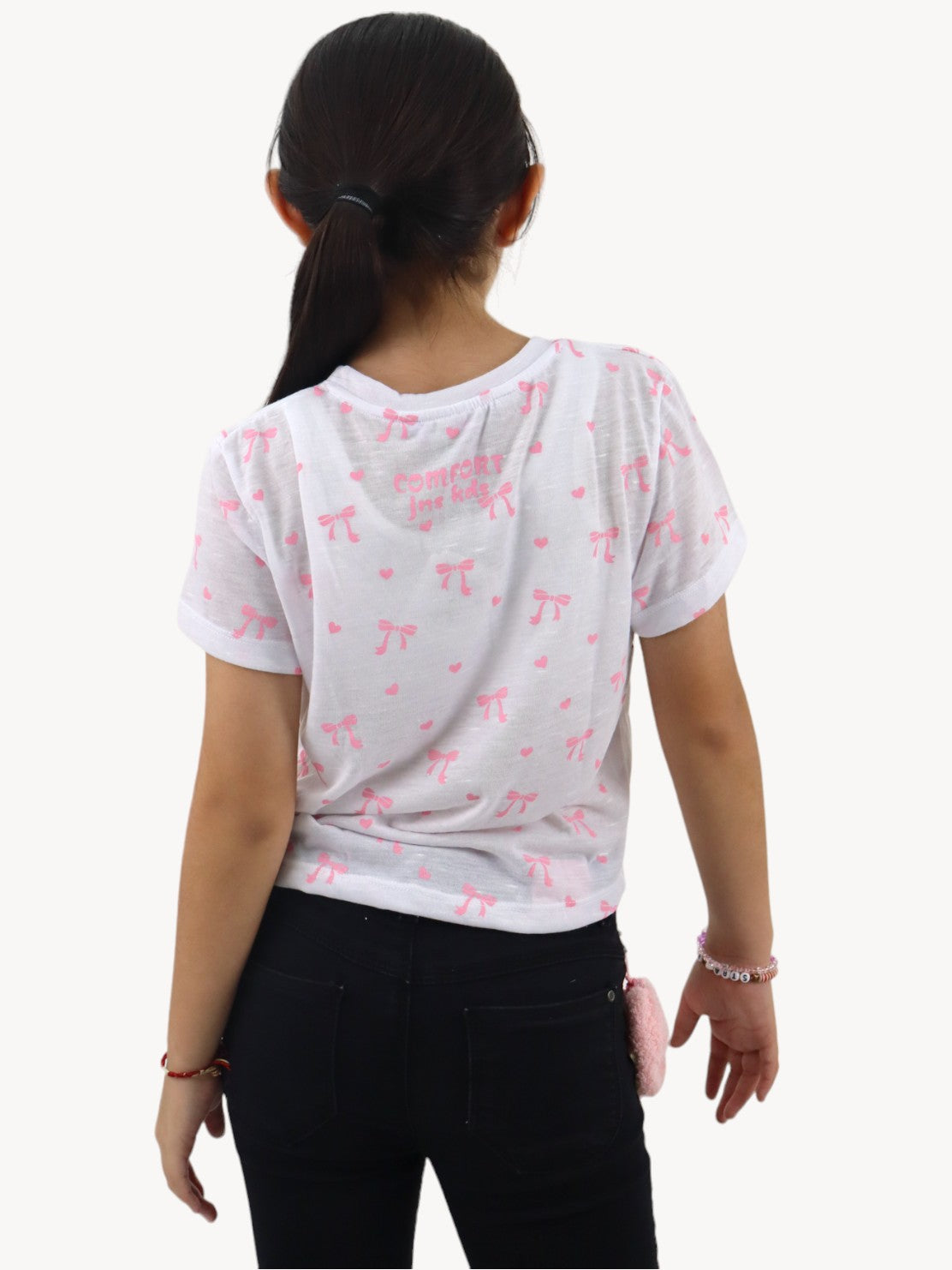 Playera manga corta con print coquette