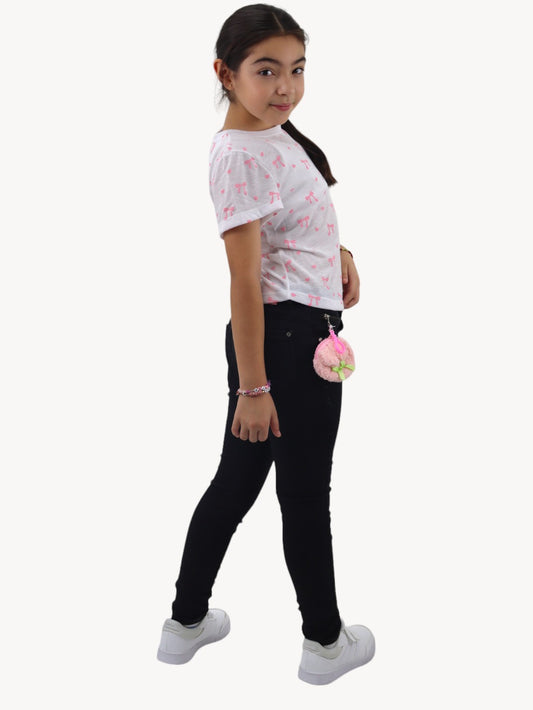 Jeans skinny negro con monedero decorativo