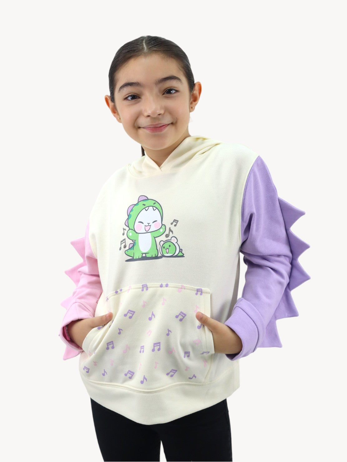 Sudadera multicolor con diseño en capucha de dinosaurio