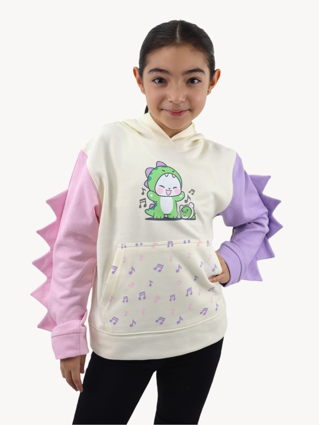 Sudadera multicolor con diseño en capucha de dinosaurio