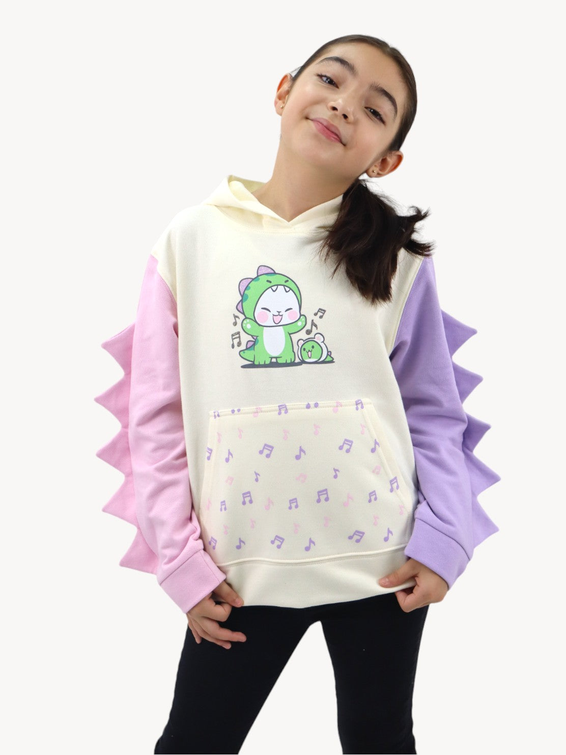 Sudadera multicolor con diseño en capucha de dinosaurio