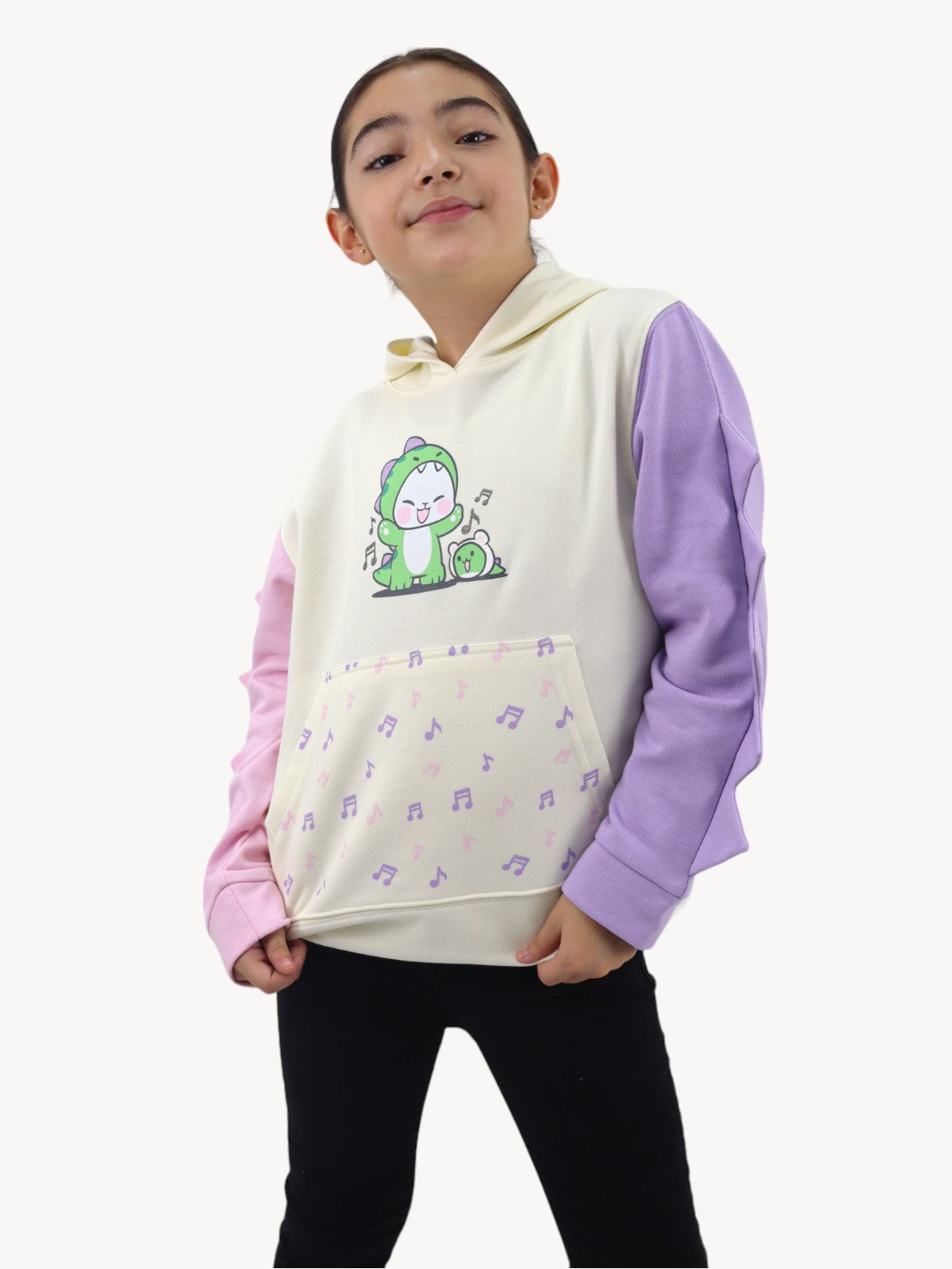 Sudadera multicolor con diseño en capucha de dinosaurio