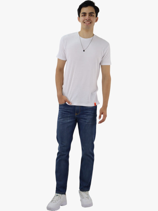 Jeans slim/skinny de color azul oscuro deslavado