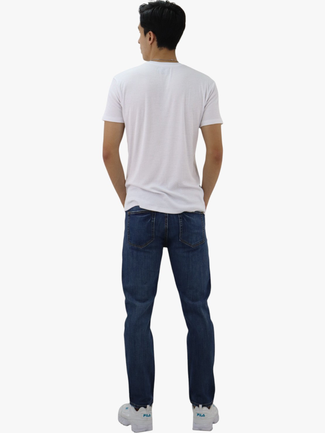 Jeans slim/skinny de color azul oscuro deslavado