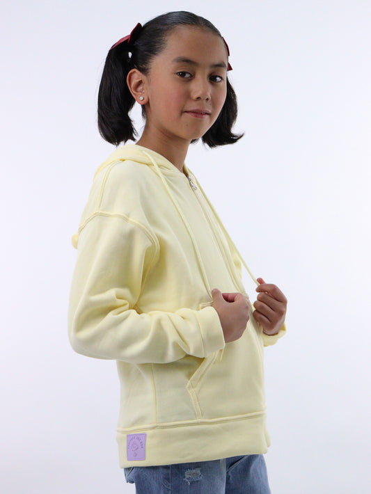 Sudadera con cremallera de color amarillo
