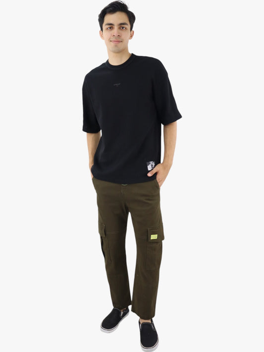 Jogger cargo gabardina verde militar