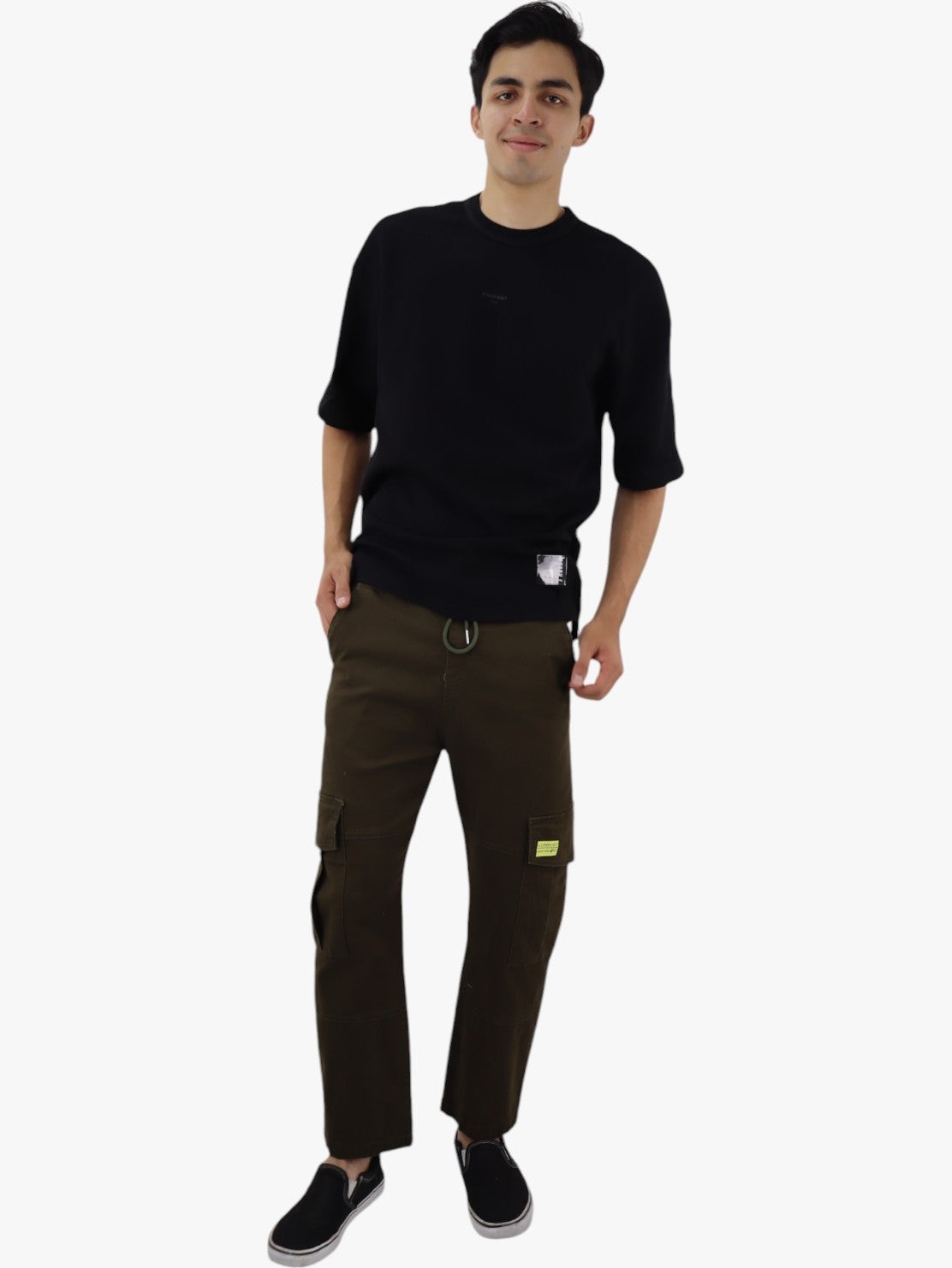 Jogger cargo gabardina verde militar