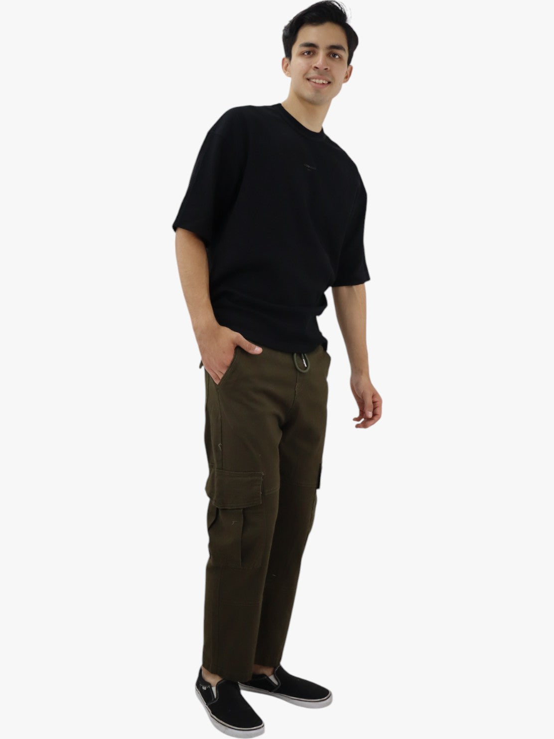 Jogger cargo gabardina verde militar