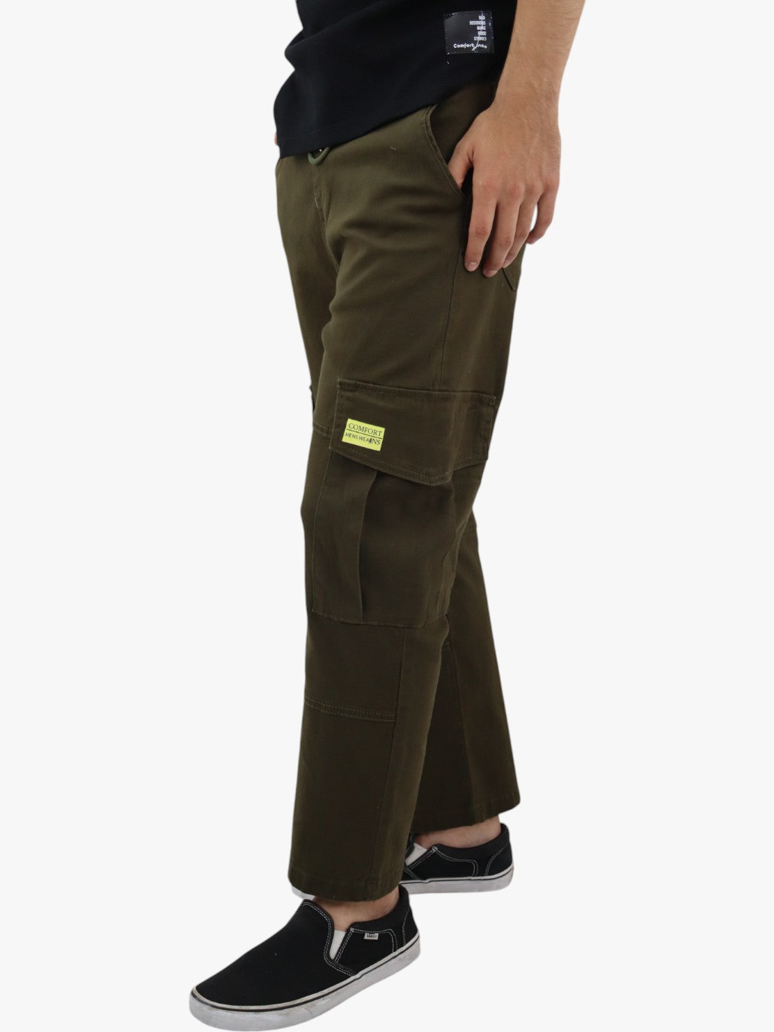 Jogger cargo gabardina verde militar