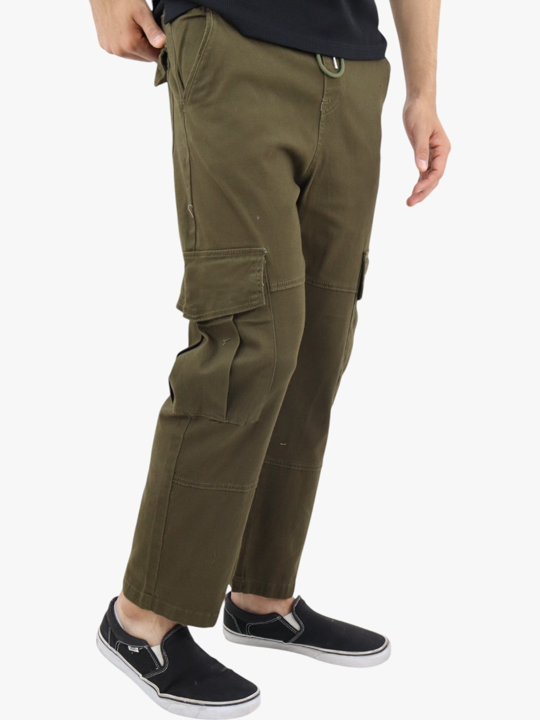 Jogger cargo gabardina verde militar