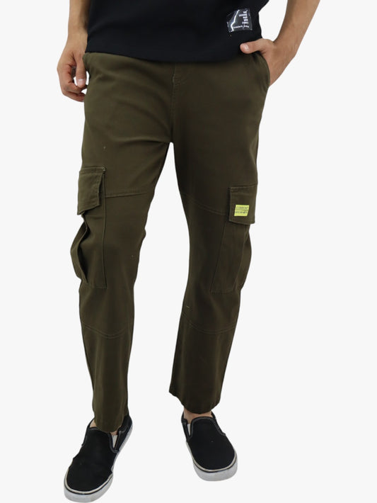Jogger cargo gabardina verde militar