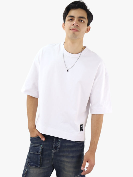 Playera oversize manga corta de color blanco