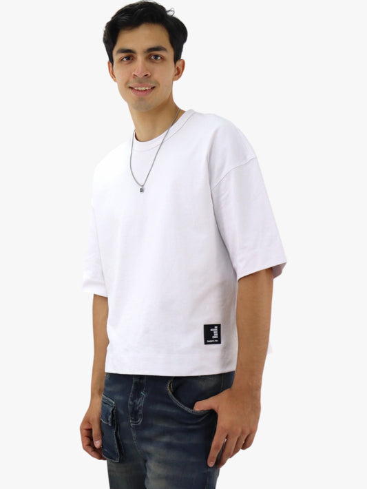 Playera oversize manga corta de color blanco