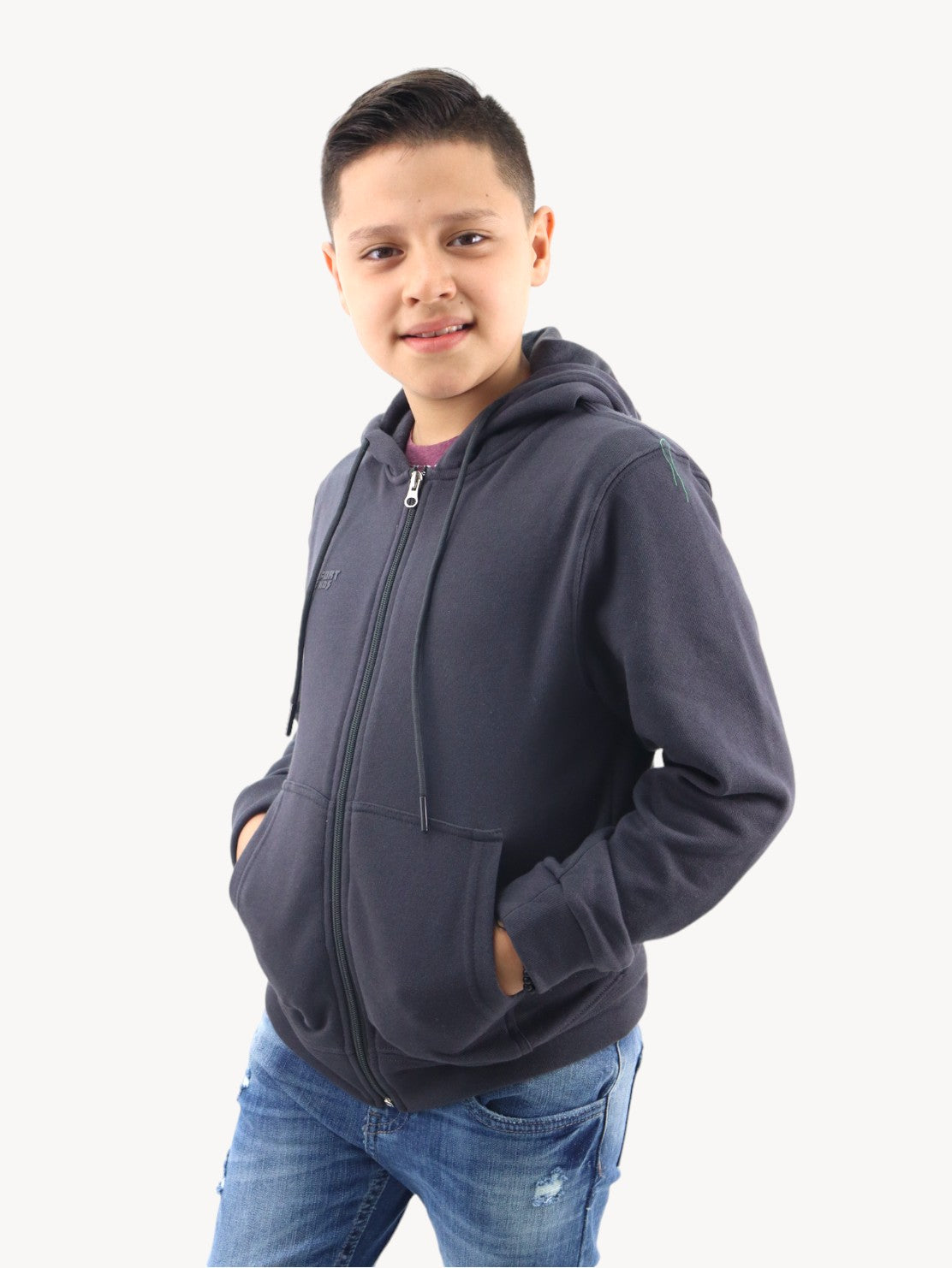 Sudadera abierta gris oxford