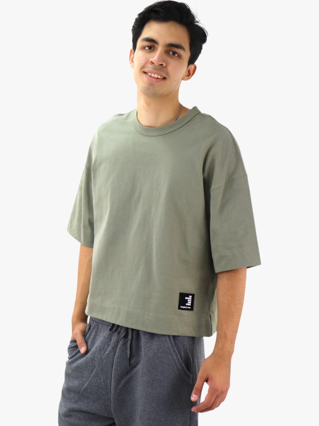 Playera oversize manga corta de color verde
