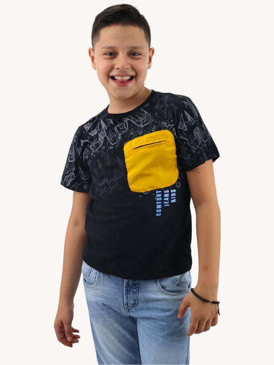 Playera manga corta de color combinado