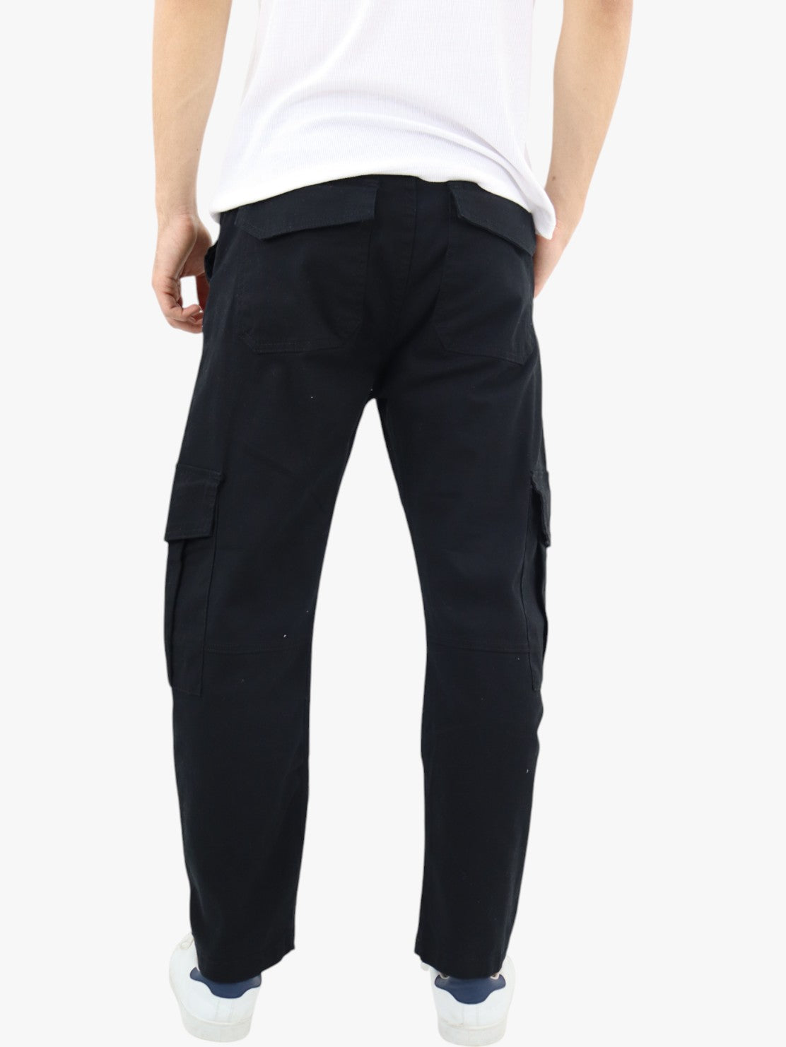 Pantalón cargo de gabardina estilo baggy color negro