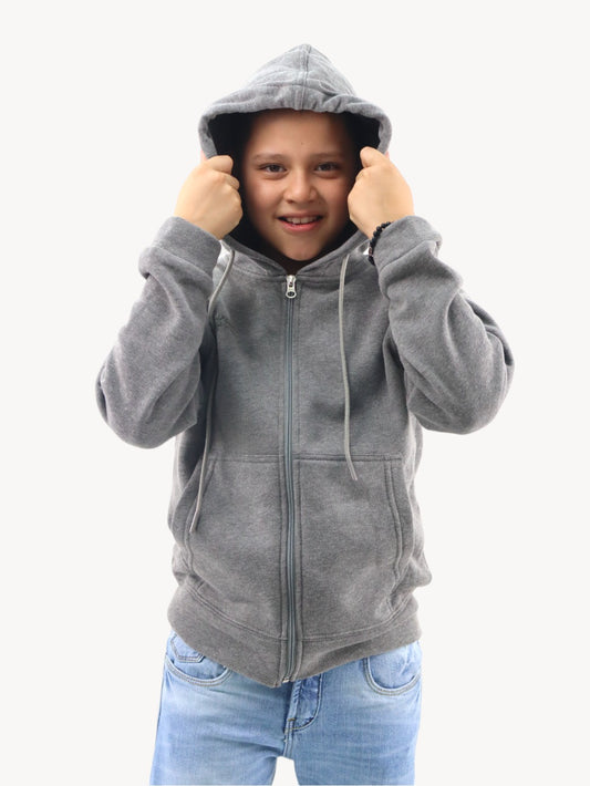 Sudadera abierta con capucha de color gris oscuro