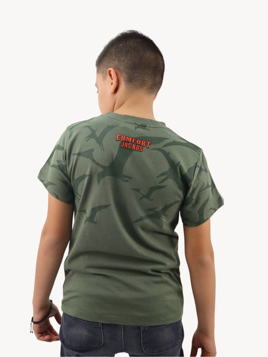 Playera verde militar con estampado
