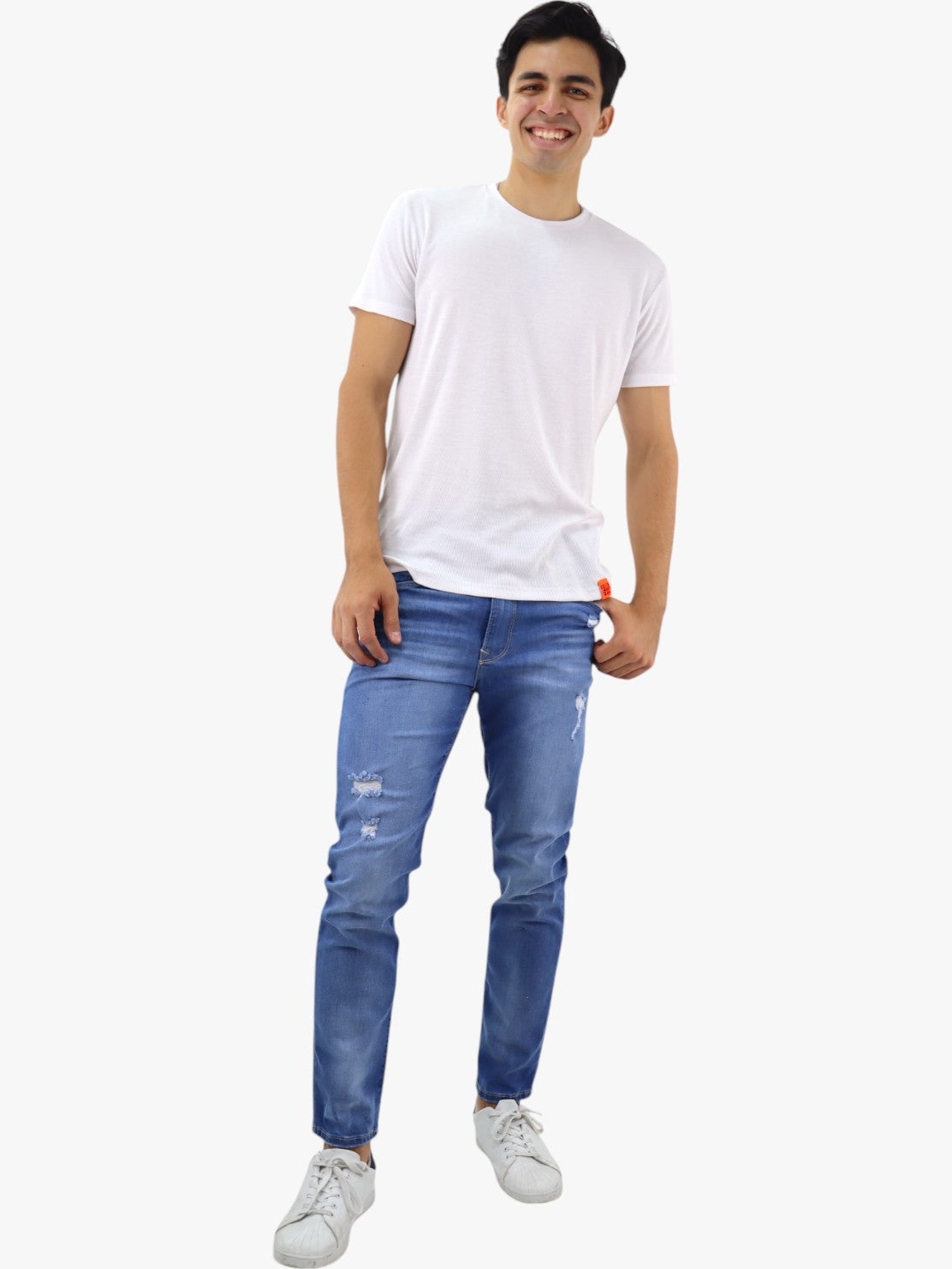 Jeans slim/skinny con destrucción